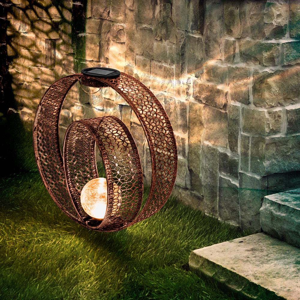 LED Solarleuchte, Erdspieß, Kugel, crackle-Glas, H 42 cm