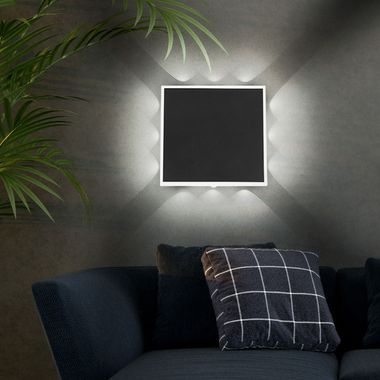 Applique LED, métal noir, acrylique opale, L 20 cm
