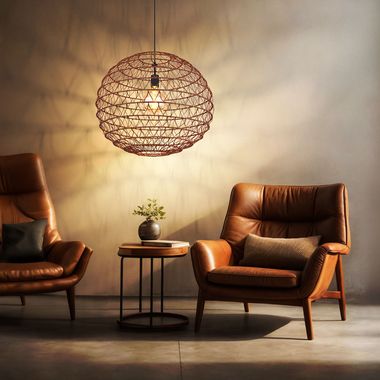 Hanglamp, metaal, donkerbruin, Boho, E27, D 59 cm