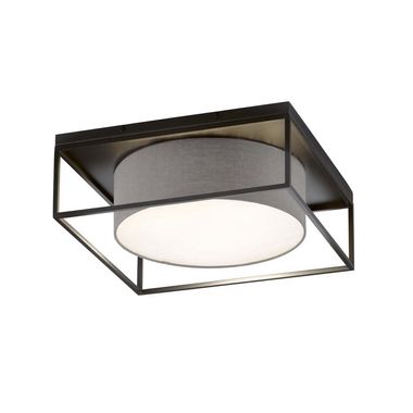 Deckenleuchte, Metall, Schwarz Grau, 4-Flammig, 60x60 cm