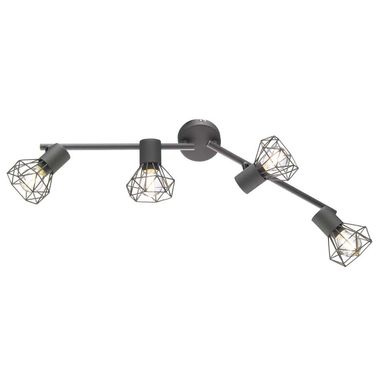 Plafondlamp, spot, 4-vlam, grijs, beweegbaar, L 60 cm