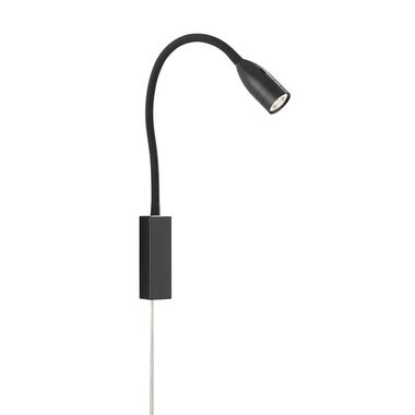 LED Wandleuchte, Flexo-Spot, Metall, Schwarz, Dimmbar, H 61 cm