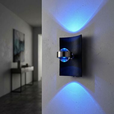 RGB LED Wandleuchte, Touchdimmer, CCT, schwarz, H 21 cm