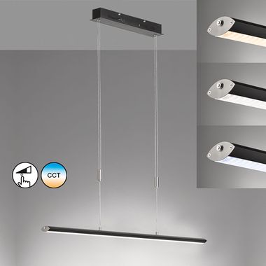 Lampa wisząca LED, czarna, ściemniana, z regulacją wysokości, wys. 150 cm