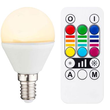 Ampoule LED, E14, RGB, à intensité variable, changement de couleur, mémoire, H 9 cm