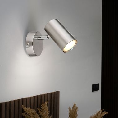 Applique murale, nickel mat, spot mobile, H 10 cm