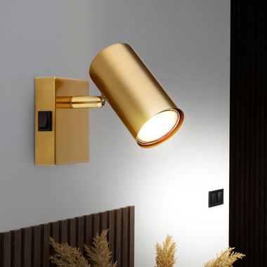 Applique, faretto, metallo oro, 1 lampadina