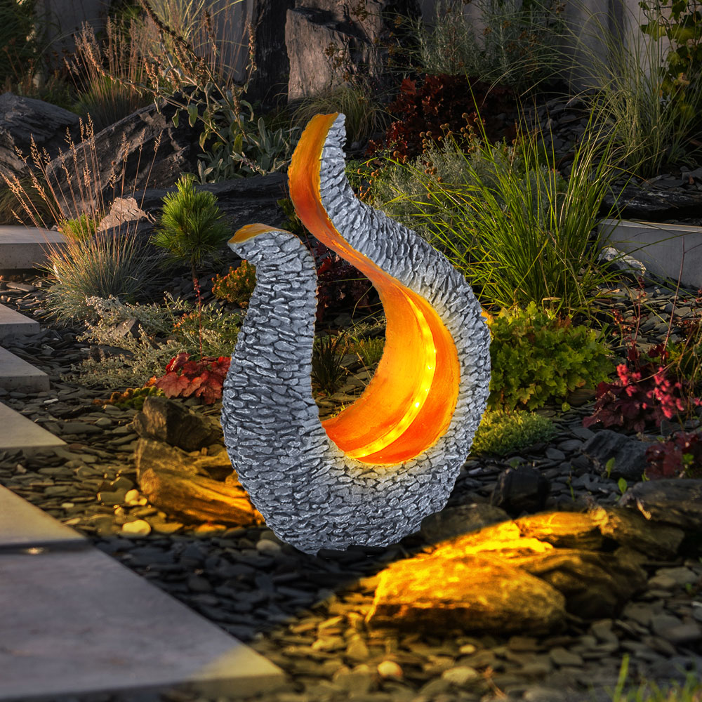 LED Solarleuchte, Skulptur, grau, gold, H 34,5 cm