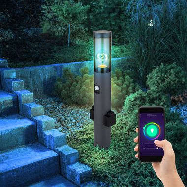 Smart RGB LED Sockelleuchte, Bewegungsmelder, Steckdose