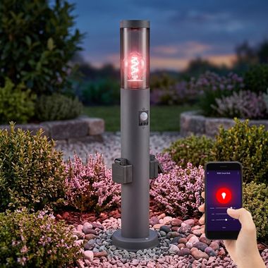Smart RGB LED Sockelleuchte, Bewegungsmelder, Steckdose