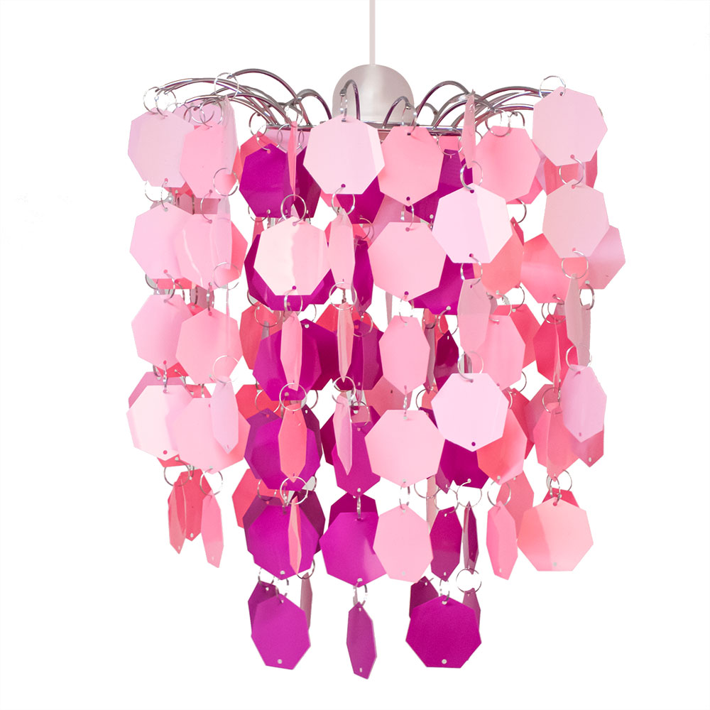 Hängeleuchte, rosa-pink, Metall, H 140cm