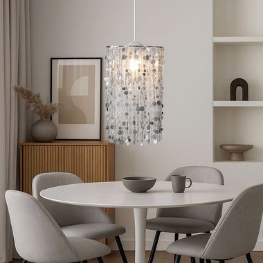 Lampe à suspension, argent, suspension décorative, H 152 cm