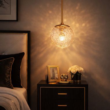 Pendant lamp, metal brass, height adjustable, E27 socket
