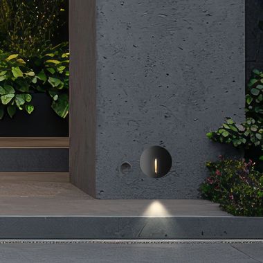 LED inbouwlamp, traplicht, aluminium, zwart, IP54, D 7 cm