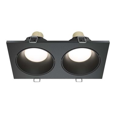 Spot encastré, aluminium, 2 têtes, noir, IP65, L 17 cm