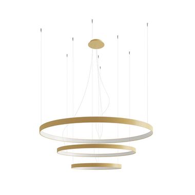LED pendant light, aluminum, gold, 150W, 3000K, D 110 cm