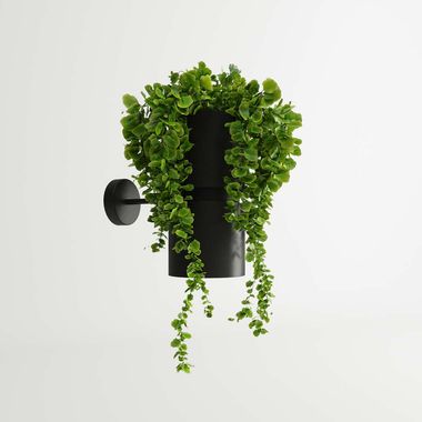 Applique murale, pot de fleurs, acier, aluminium, noir
