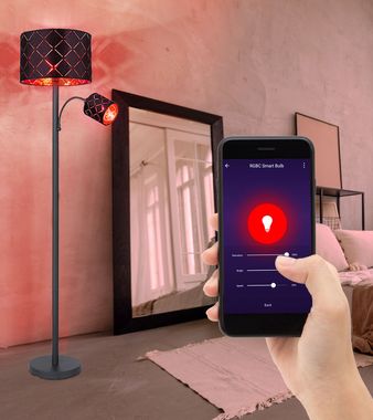 Lampadaire LED RGB, liseuse, contrôle par application, H 162 cm
