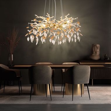 Pendelleuchte, Kronleuchter, Gold, Glaskristalle, D 61 cm