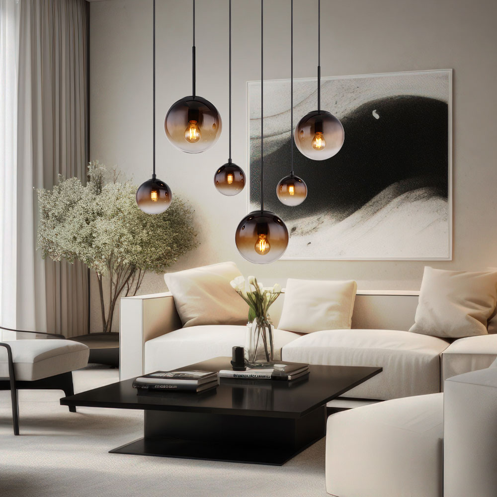GLOBO LIGHTING Pendelleuchte, Leuchtmittel nicht inklusive, Esszimmerleuchte Pendelleuchte Hängelampe Glas bunt 3-Flammig H 120 cm, Pendellampe GLOBO LIGHTING Pendelleuchte, Leuchtmittel nicht inklusive, Esszimmerleuchte Pendelleuchte Hängelampe Glas bunt 3-Flammig H 120 cm, Pendellampe