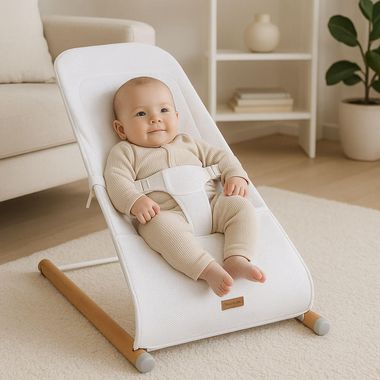 Baby bouncer, beech, mesh breathable, white, L 74 cm