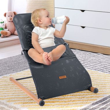 Babywippe, Buche, Atmungsaktiv, anthrazit, L 74 cm