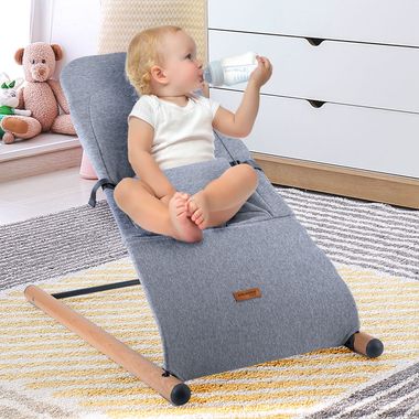 Baby bouncer, beech, jersey cover, grey, L 74 cm