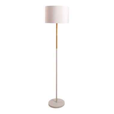 Lampada da terra, metallo, albero della gomma, bianco, H 150 cm
