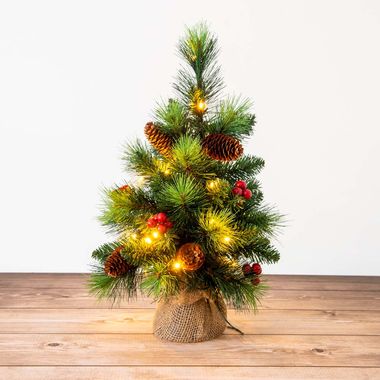 Weihnachtsartikel - LED-Weihnachtsbaum mit Beeren und Tannenzapfen - h: 45cm