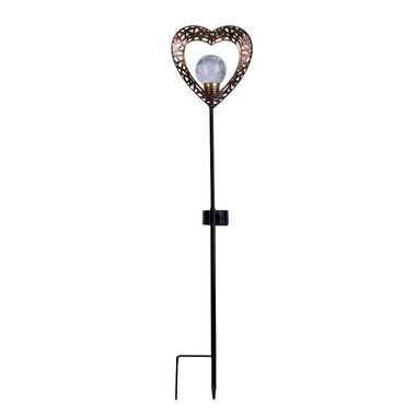 LED solar light, heart shape, metal, black, IP44, H 59 cm
