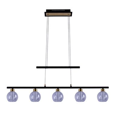 LED pendant light, metal, glass, 5 bulbs, L 90 cm