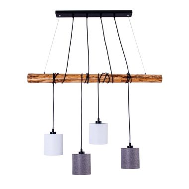 Pendant lamp, metal, textile, 4 bulbs