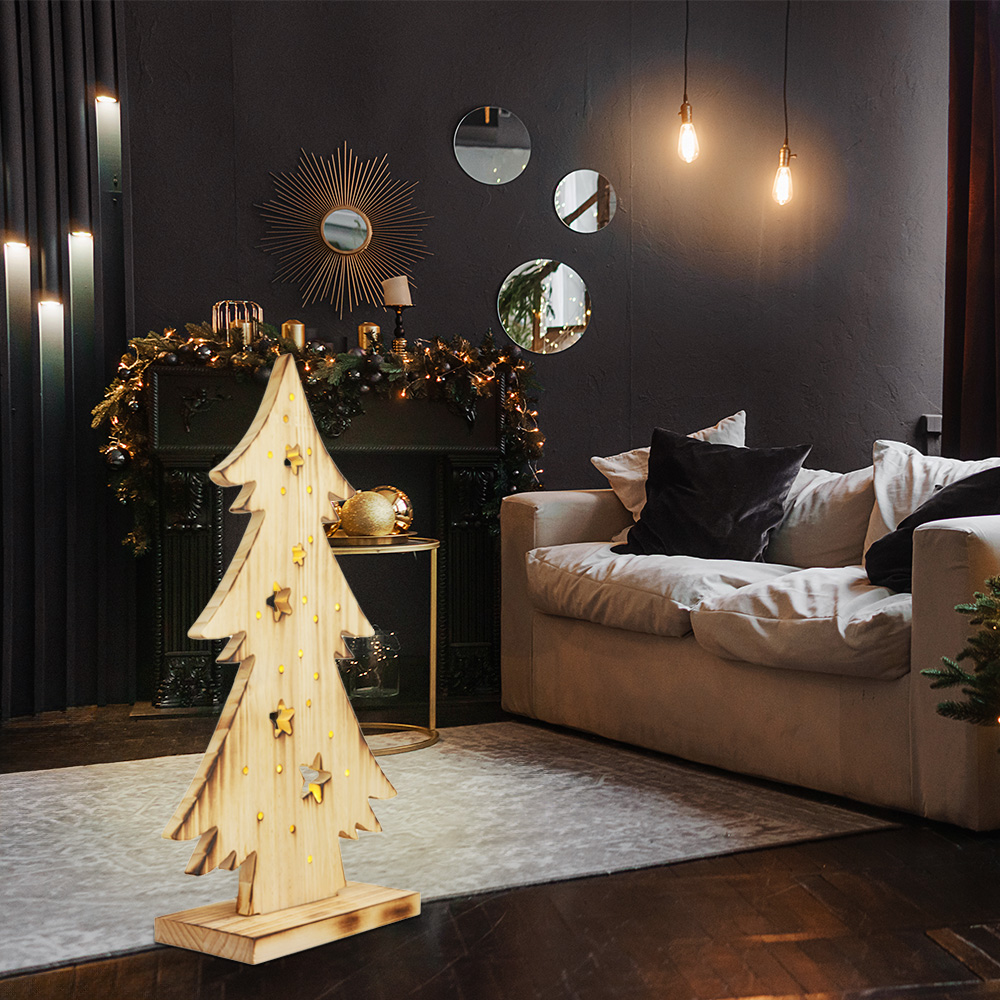 LED Weihnachtsbaum, Holz Kiefer, IP44, H 47,5 cm