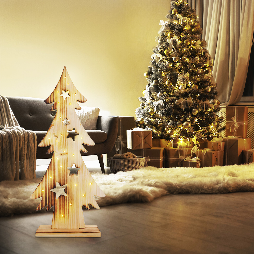 LED Weihnachtsbaum, Holz Kiefer, IP44, H 80 cm