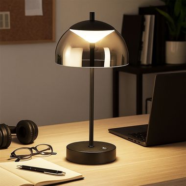 Lampe de table LED, fumée, noir sable, variateur tactile, CCT, H 35 cm