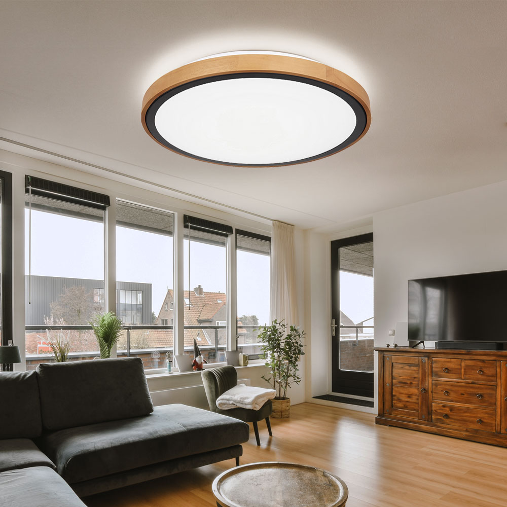 LED Deckenleuchte Holz / Metall – Schwarz & B Produktbild-Vorschau 4