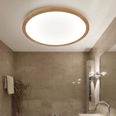 Plafonnier LED, aspect bois, 3 niveaux de lumière, D 42 cm