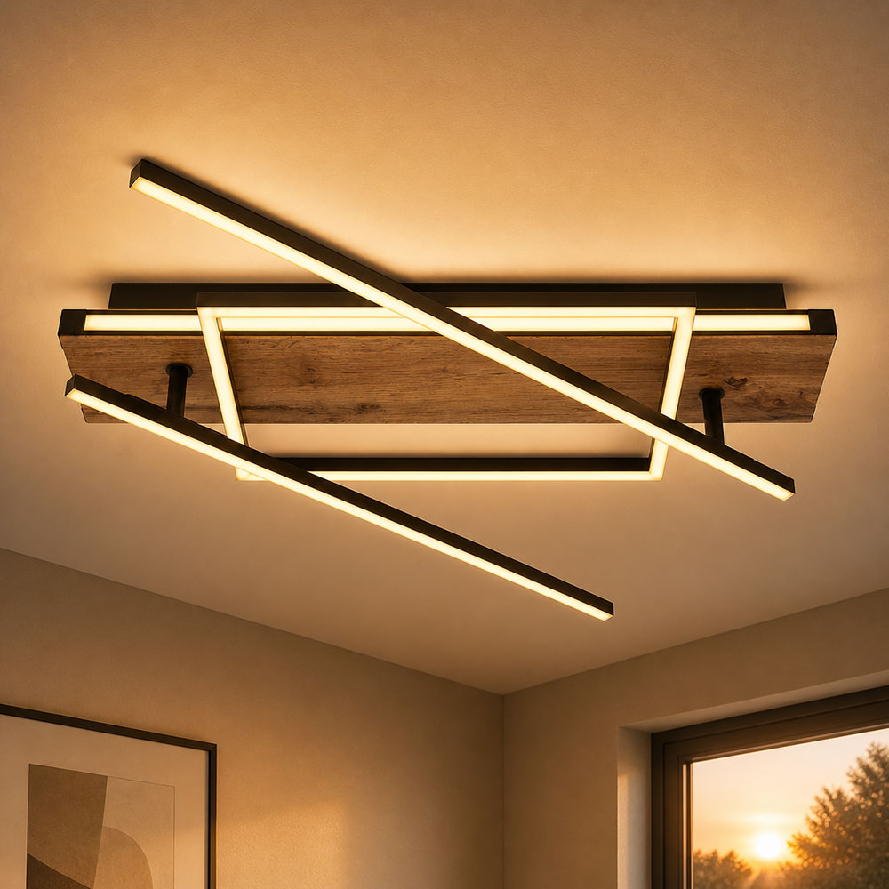 Globo Deckenleuchte Holz-LED 100 Cm – Schwenkbar, Warmweiß, Modernes Design Für Wohnzimmer