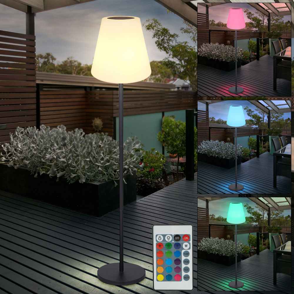 RGB LED Solar Stehleuchte, schwarz, weiß, Farbwechsel, H 150 cm