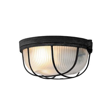 Lampa sufitowa, czarny metal, przezroczyste szkło, wys. 8 cm