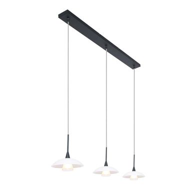 Suspension LED, métal verre, noir blanc, H 140 cm