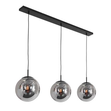 Pendelleuchte, Glas, Metall, rauchfarben, H 150 cm