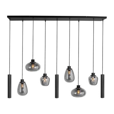 Suspension, métal, verre, noir, spots LED, L 145 cm
