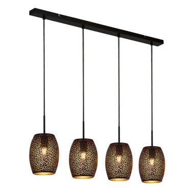Pendant lamp, metal, black, 4-bulb