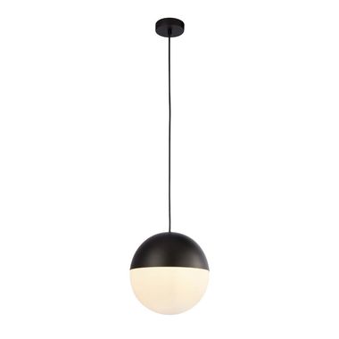 Hanglamp, staal, glas, zwart, in hoogte verstelbaar, H 150 cm