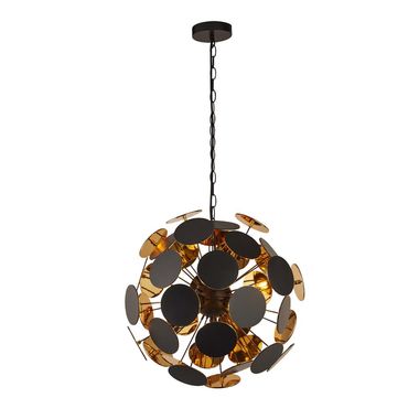 Hanglamp, staal, zwart, goud, D 47 cm