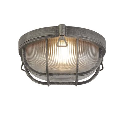 Außen Deckenleuchte, Alu, Glas, silber, H 26,5 cm