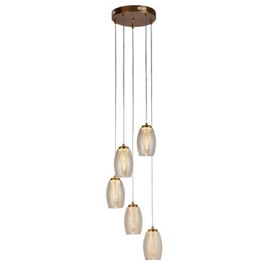 LED Hängeleuchte, bronze, Glas, Stahl, H 150 cm