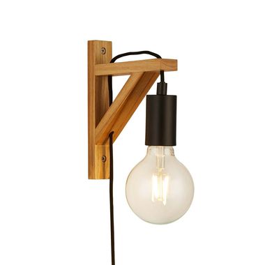 Staande lamp, natuurlijk hout, H 154,5 cm