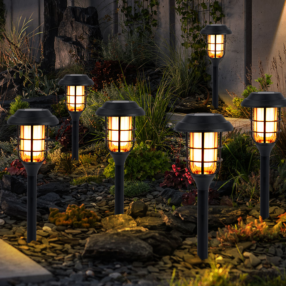 6er Set LED Solarleuchten, Erdspieß, schwarz, H 43 cm